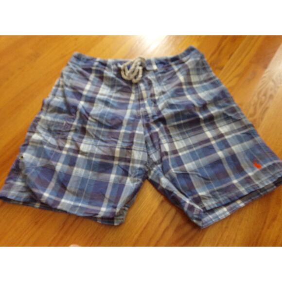 Polo Ralph Lauren blue/white‎ plaid swim trunks size 32 Excellent - Picture 1 of 5